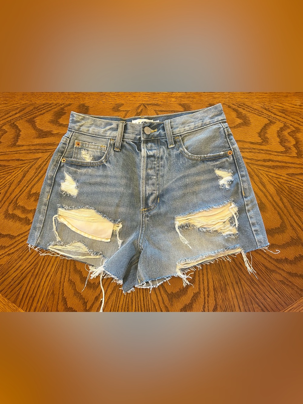 CELLO Distressed Shorts Womens Size XS Blue Cut Off Denim Jean 100% Cotton NWT
